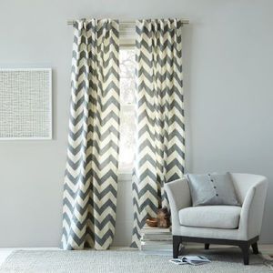 West Elm | Grey Chevron Curtain Panel Set as-is
